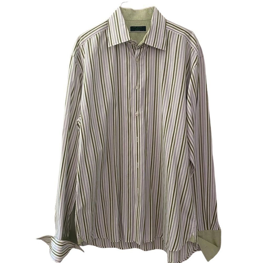 Ted Baker Dress Shirt  Archive Button Down Striped Flip Cuffs Mens 17